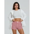 thumbnail image 2 of Biezeib Women’s Plaid Print Shorts Elastic Low Waist Button Front Lounge Shorts Boxers Streetwear, 2 of 6