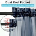 thumbnail image 5 of OVZME Voile Sheer Curtain Panels 54in Long 2 Pack, Short Bathroom Window Curtains for Small Kitchen Window/Living Room/Guest Room/Basement, Airy Light Filtering Drapes, 42W x 54L inch, Navy Blue, 5 of 5