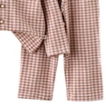 thumbnail image 4 of Mgmyaa Unisex Kids Pajama Outfit Set Plaid Collared Long Sleeve Button Down Pullover Straight-Leg Solid Sleepwear 2-Piece Outfit for Children 0-12 Years, 4 of 8