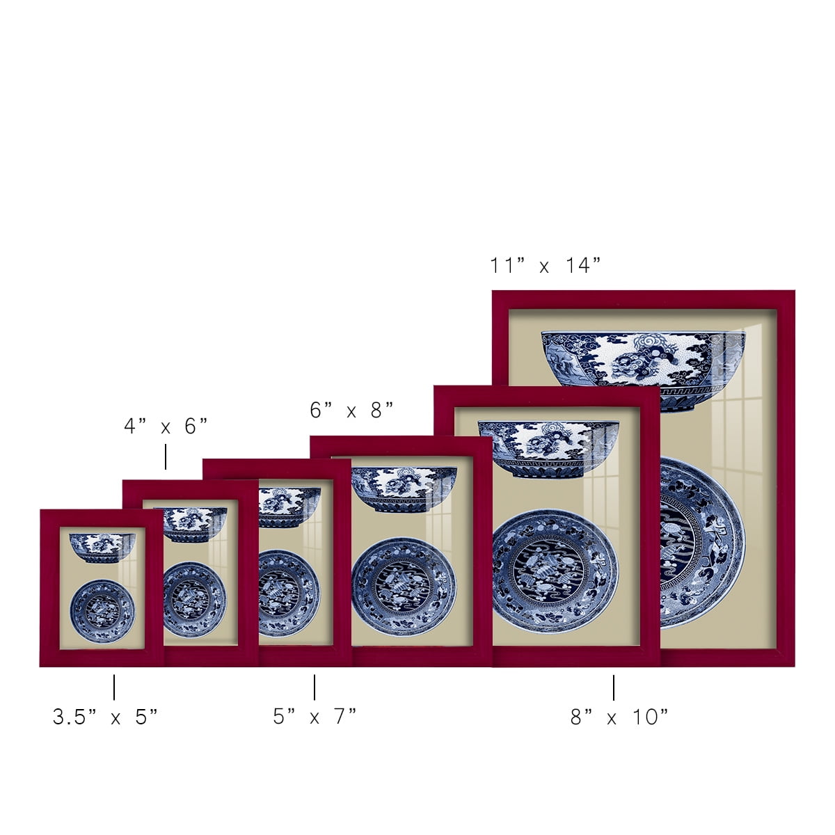 Porcelain in Blue and White I -Framed Print w/glass-Cherry Red