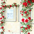 thumbnail image 4 of Artificial Flower Garland Fake Hanging Rose Rattan Wedding Decoration Air Conditioning Pipe Blocking Vine, 4 of 9