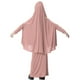 thumbnail image 5 of Vestido largo abaya con hijab, elegante y ligero para Ramadán para niñas. Rosa oscuro l, 5 of 9