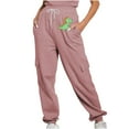 thumbnail image 2 of Jjayotai Womens Joggers Pants, Waffle Knit Cargo, Casual Sweatpants with Pocket, Elastic Waist Lounge Pants for Workout Running Pink XL, 2 of 8