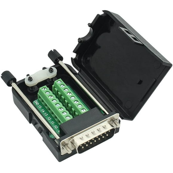 DB15 Breakout Connector Male Adapter 15-pin Port Adapter to Terminal Connector Signal Module with case(Male Connector,