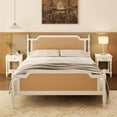 thumbnail image 1 of Traditional Style Rattan Queen Size Bed Frame,No Box Spring Needed,Antique White, 1 of 7