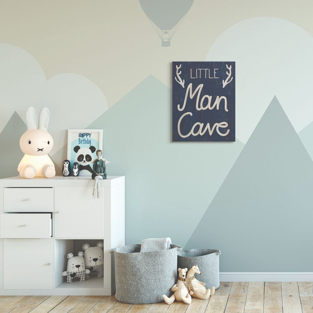 The Kids Room by Stupell Kids Little Man Cave Word Boys Blue Nursery Design Canvas Wall Art by Daphne Polselli