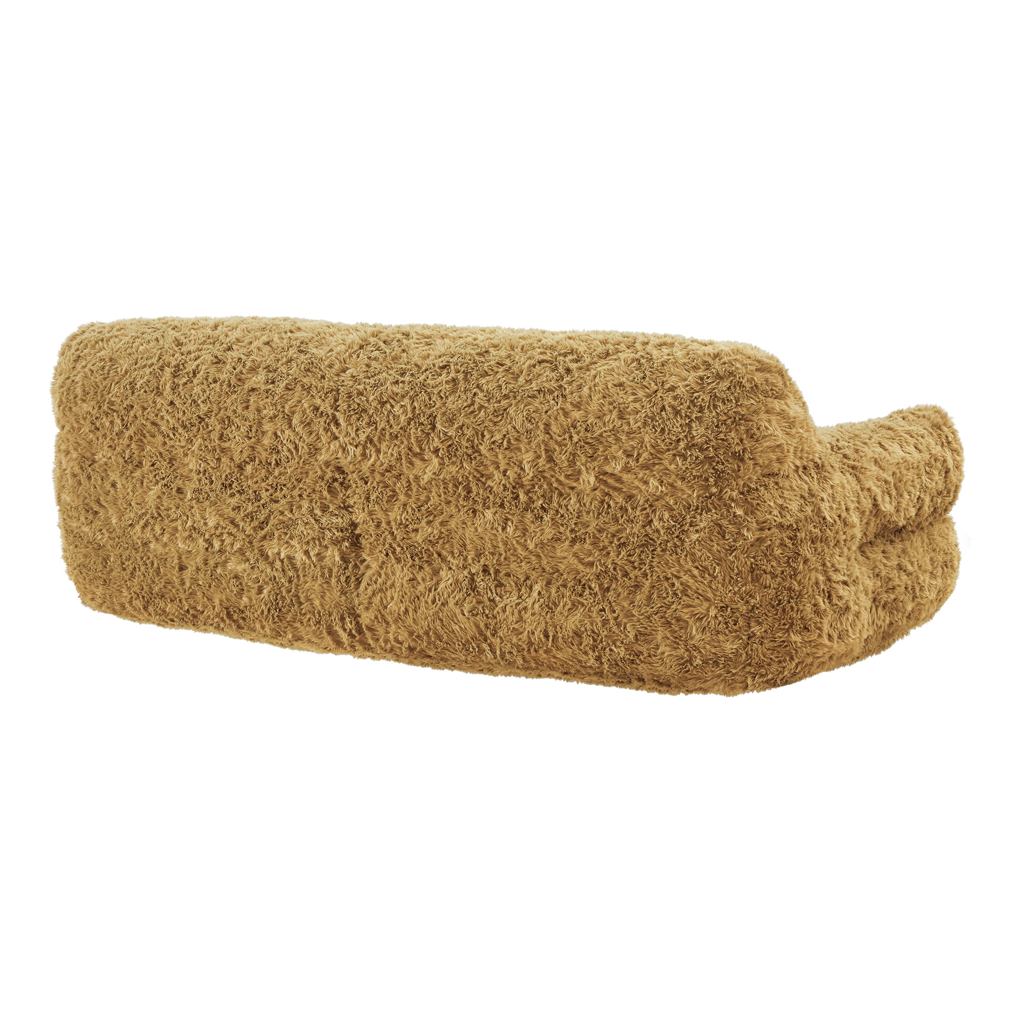 Spruce & Spring Ultra-Plush Fleece Lazy Sofa with Pillow & Blanket, Cozy Bean Bag Loveseat for Living Room & Bedroom, Gloden Glow-Sherpa