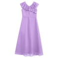 thumbnail image 4 of DPOIS Junior Girls V Neck High Waist Bridesmaid Dress A-Line Floor-Length Ruffle Chiffon Party Dress, 4 of 5
