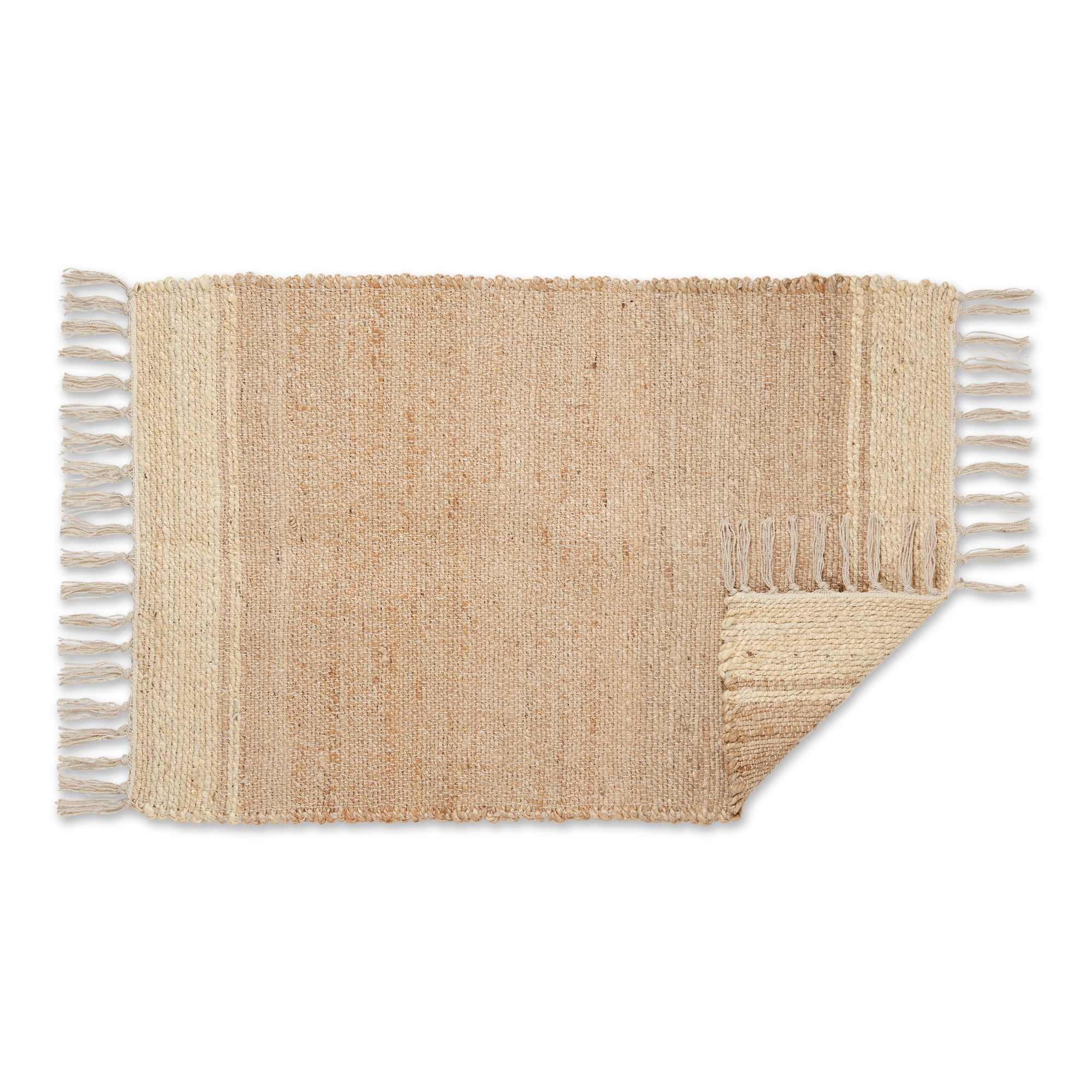 DII Off White With Natural Jute Stripes Hand-Loomed Rug 2x3