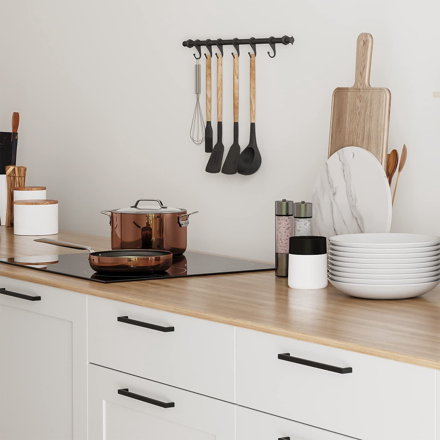 30 Pack Solid 3 Inch Center to Center Slim Square Bar Drawer Handles Kitchen Cabinet Handles Black Drawer Pulls Kitchen Cabinet Hardware Matte Black Dresser Pulls for Cupboard