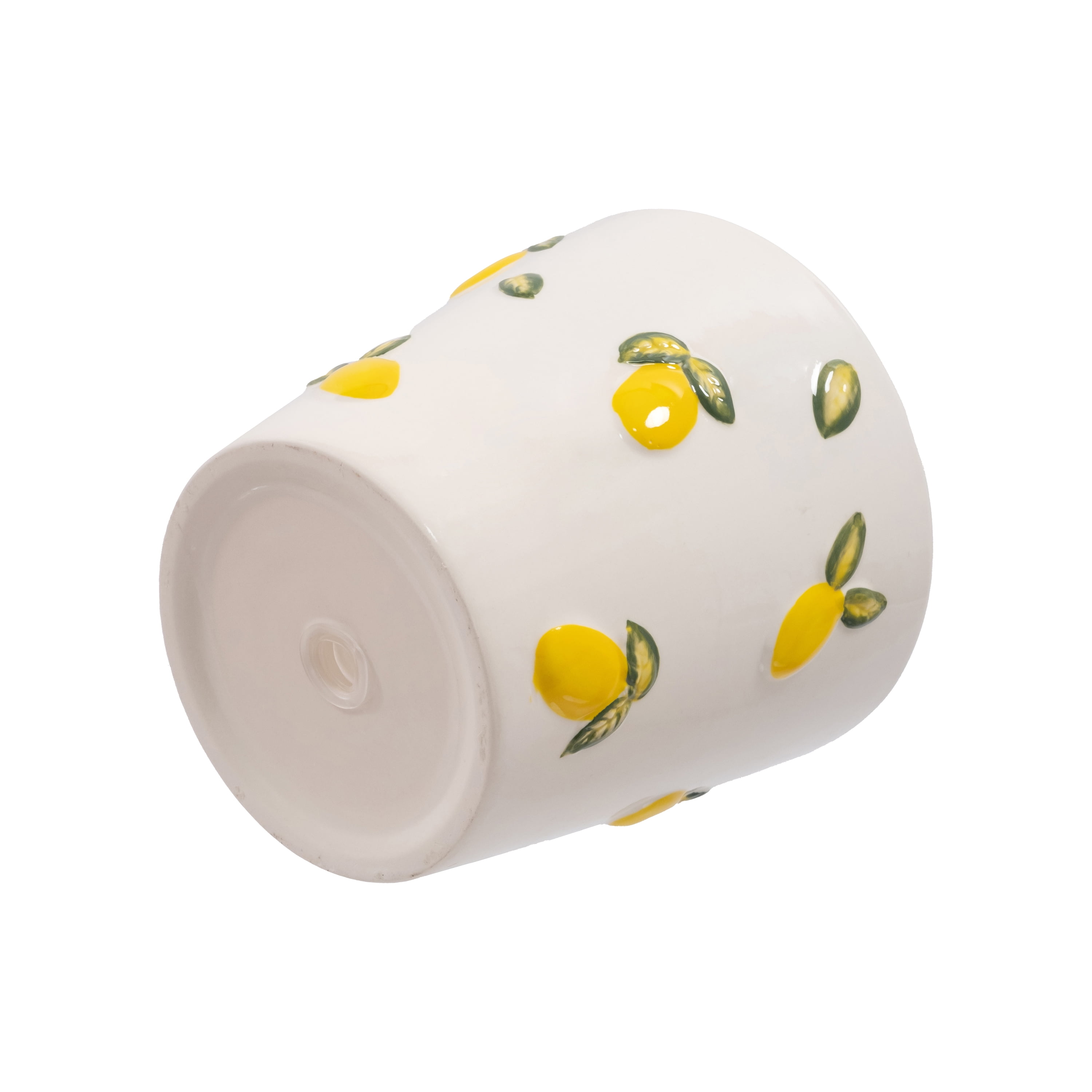 Mainstays 6.25" x 6.25" x 6" Round Cream and Yellow Ceramic Lemon Planter