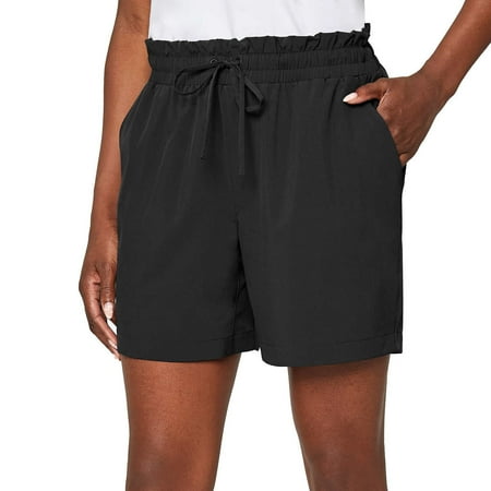 Mondetta Women's Moisture Wicking Elastic Waistband Casual Shorts-Black / 3X