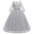 thumbnail image 2 of Robe Fille Performance Tutu Robe Formelle Fleur Dentelle Mariage Nœud Robe Jupe Robes Filles Argent 10 Ans-11 Ans, 2 of 5
