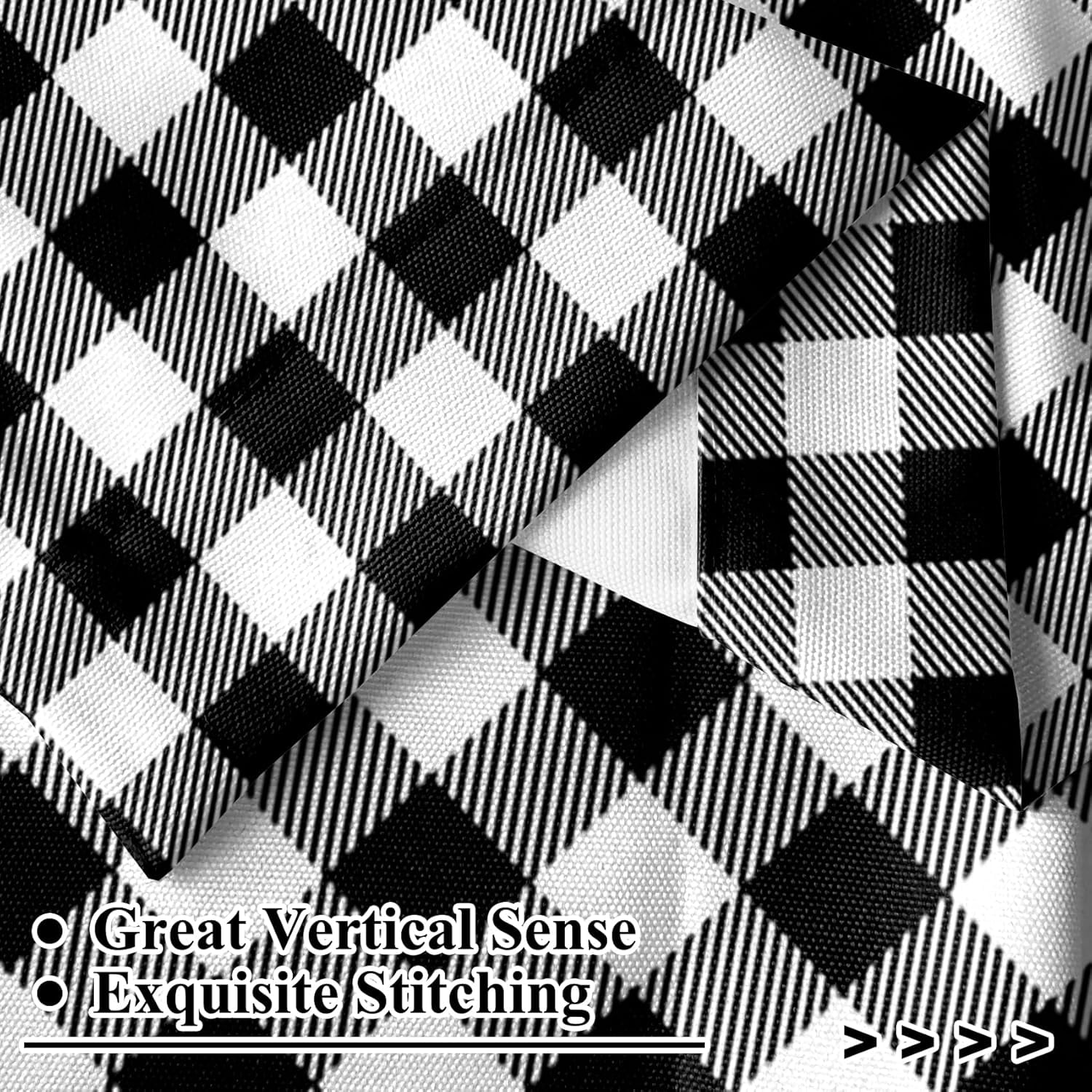 27.5 x 24 Inch Buffalo Check Tier Curtains for Kitchen Thick Linen Buffalo Plaid Gingham Rod Pocket Cafe Bathroom Window Curtains Dining Room Short Window Treatment Burgundy Teal Black 2 Panels