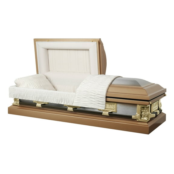 Overnight Caskets Pieta Autumn Bronze Steel 79 x 23.5 in Funeral Casket, Rectangular