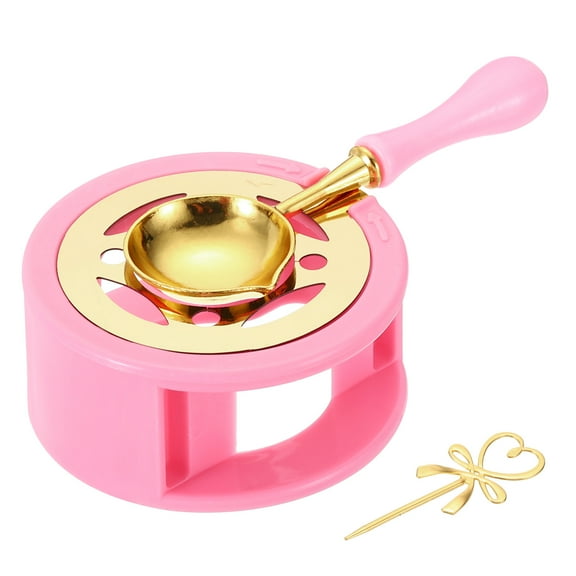 Uxcell Wax Seal Stamp Kit, Metal Wax Seal Melting Pot with Wax Seal Spoon & Stirring Stick, Pink