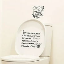 2pc Funny and Creative Adhesive Toilet Wall Stickers for Bathroom - "Text Me If You Need Anything" & "Toilet Rules" - Waterproof and Removal Wall Art - 11" x 10"