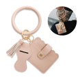 thumbnail image 3 of Detachable PU Leather Keychain Card Holder Circle Bracelet Wristlet Keychain for Girlfriend Mother Friend, 3 of 10