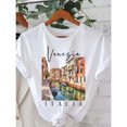 thumbnail image 1 of Camiseta con estampado de letras de Venecia Italia, camiseta casual de manga corta con cuello redondo para verano y primavera, ropa de mujer., 1 of 6