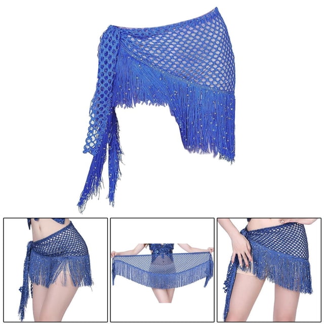 Pañuelo de danza del vientre Yinane con borlas Azul Real
