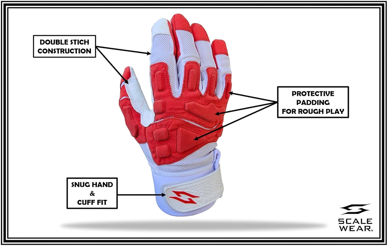 Stealth Football Lineman Gloves White, Battle College Lineman, Be a Villain Not a Joker with Padded Protection, Youth, Kids, Men, Boys, Small to XXL Sizes
