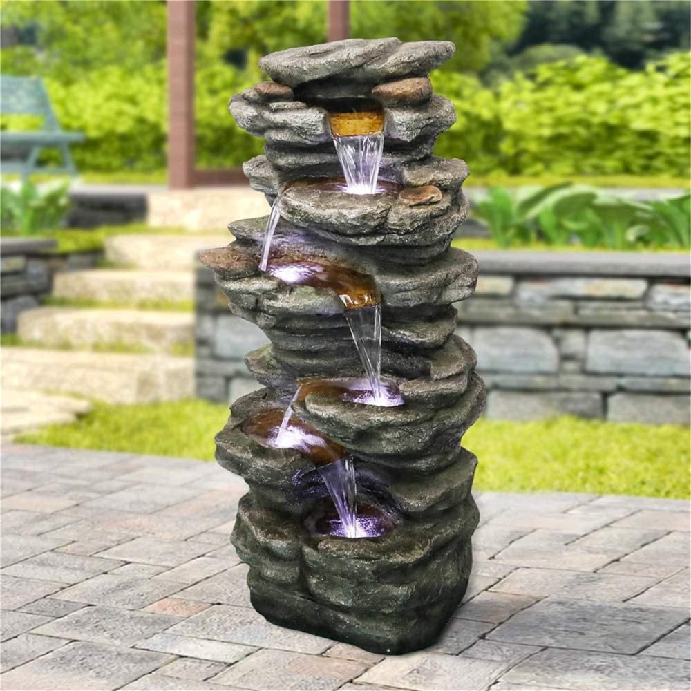 Watnature 40" Outdoor 6-Tier Cascading Fountain