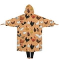 thumbnail image 2 of Oversized Wearable Blanket Hoodie,Orange Chicken Breed Pattern Sherpa Blanket Hoodie with Super Pockets,Super Warm Fuzzy Pullover for Women & Men, 2 of 6