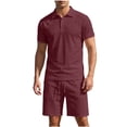thumbnail image 2 of SOOMLON Mens Beach Outfits Sets Big and Tall Short Sleeve Collared Shirts Drawstring Shorts Lightweight Two Piece Sets, 2 of 8