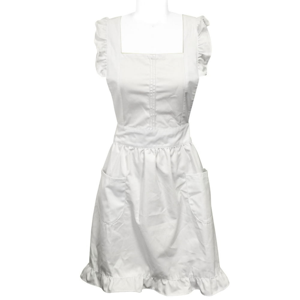 Wrapables® Retro White Apron with Pockets for Cooking or Cosplay
