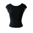 thumbnail image 4 of Franhais Women's Summer Fitted Crop Tops Solid Color Short Sleeve O Neck Backless T-shirt, 4 of 6
