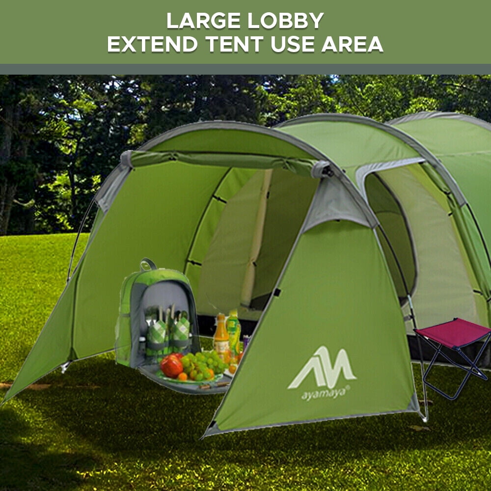 ASTRAEA 3-4 PersonTents for Camping, Waterproof Tunnel Tent with Vestibule & 2 Devided Rooms, Bicycle Tent with Footprint for Bikepacking Travel Hiking Mountaineering