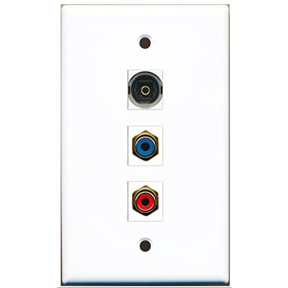 RiteAV - 1 Port RCA Red and 1 Port RCA Blue and 1 Port Toslink Wall Plate