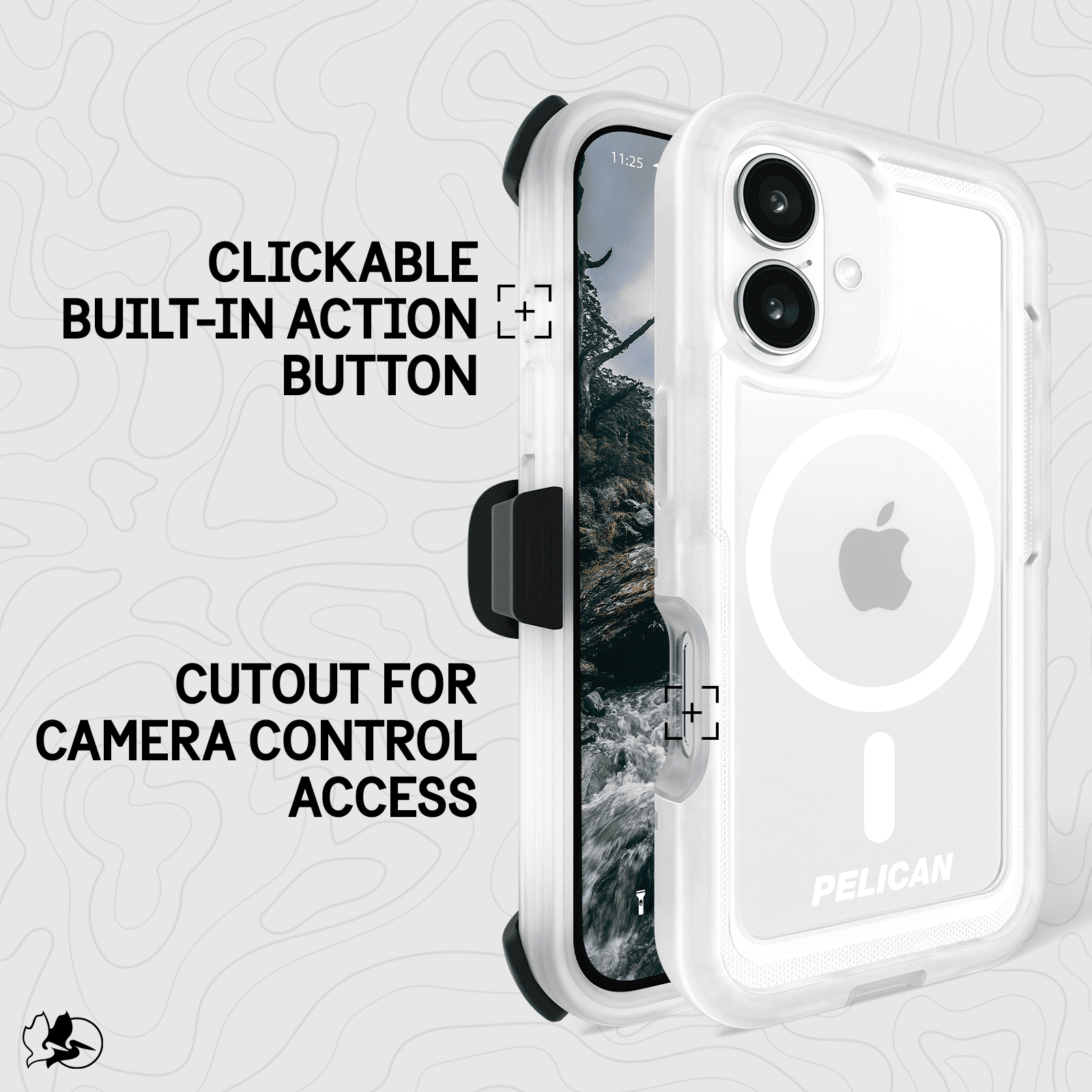 Pelican Voyager MagSafe Case and Holster for iPhone 16 Clear