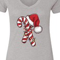 thumbnail image 4 of Inktastic Red and White Candy Cane Santa Christmas Funny Xmas Lights Women's V-Neck T-Shirt, 4 of 5