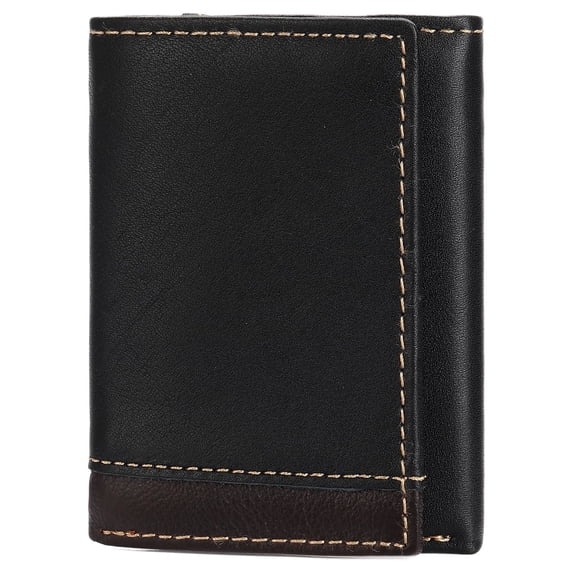 LOUEBICA Men's Genuine Leather Wallet Trifold Wallet RFID Blocking Minimalist Wallets for Men with ID Window