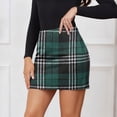 thumbnail image 3 of Yokua Women's High-Waisted Plaid Skinny Pencil Wool Miniskirt, 3 of 11