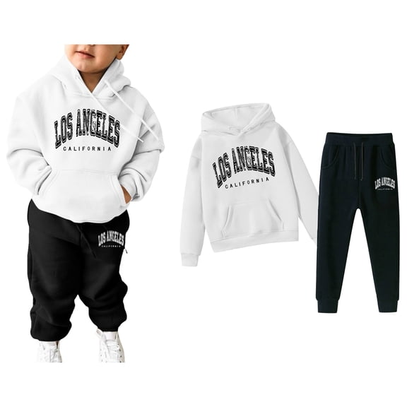 Boys Girls Sweatsuit Set 2 Piece Long Sleeve Printed Hooded Sweatsuits Pullover and Jogger Pants Winter Clothes Boy Clothes 6-7 Years Boys Girls Fashion