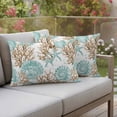 thumbnail image 2 of Outdoor Waterproof Pillow Covers Summer Starfish Shell Coral Decorative Throw Pillow Protectors,Pillowcase Cushion Cases for Patio Sofa Garden Couch,20x12in,Pack of 2, 2 of 14