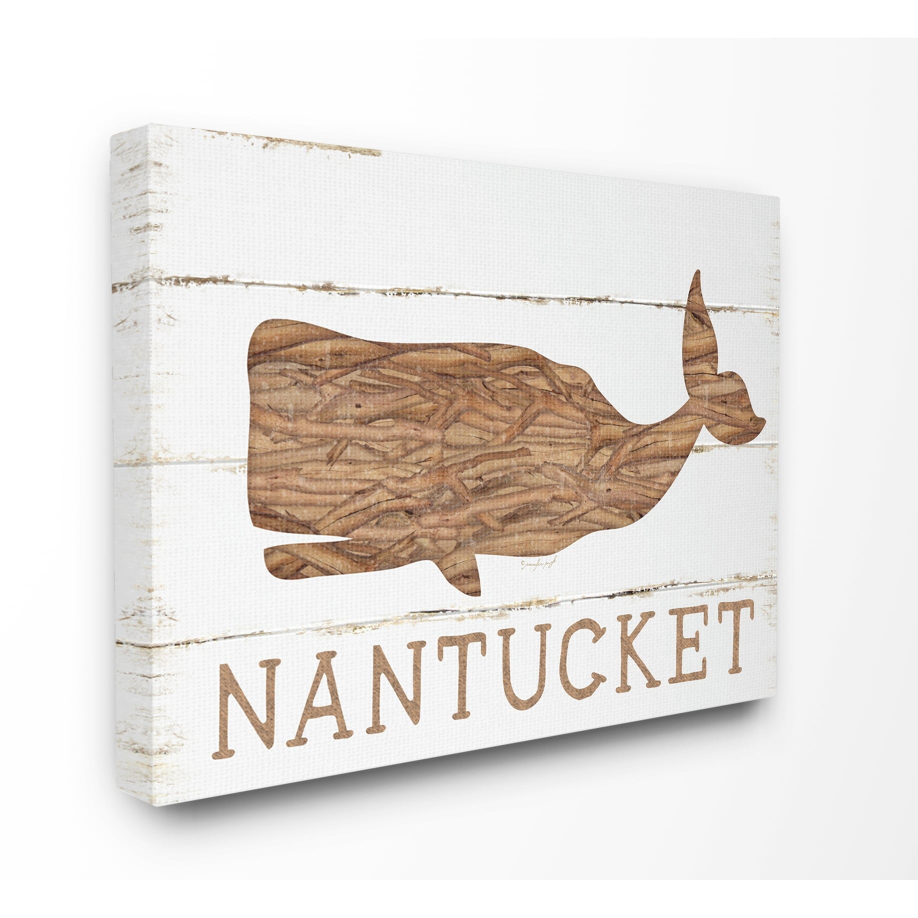 The Stupell Home Decor Collection Nantucket Whale Stretched Canvas Wall Art