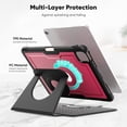 thumbnail image 4 of FJLBDE Étui pour iPad Air 5e Gén / iPad Air 4e Gén 10,9 Po, Support Rotatif à 360, Étui de Protection pour iPad avec Réveil/sommeil Automatique, Rouge, 4 of 7
