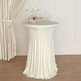 thumbnail image 2 of Balsa Circle Ivory Cocktail Table Cover Natural Wavy Drapes Spandex Tablecloth Reception, 2 of 8