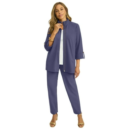 Jessica London Women's Plus Size Knit Crepe Winged Collar Set