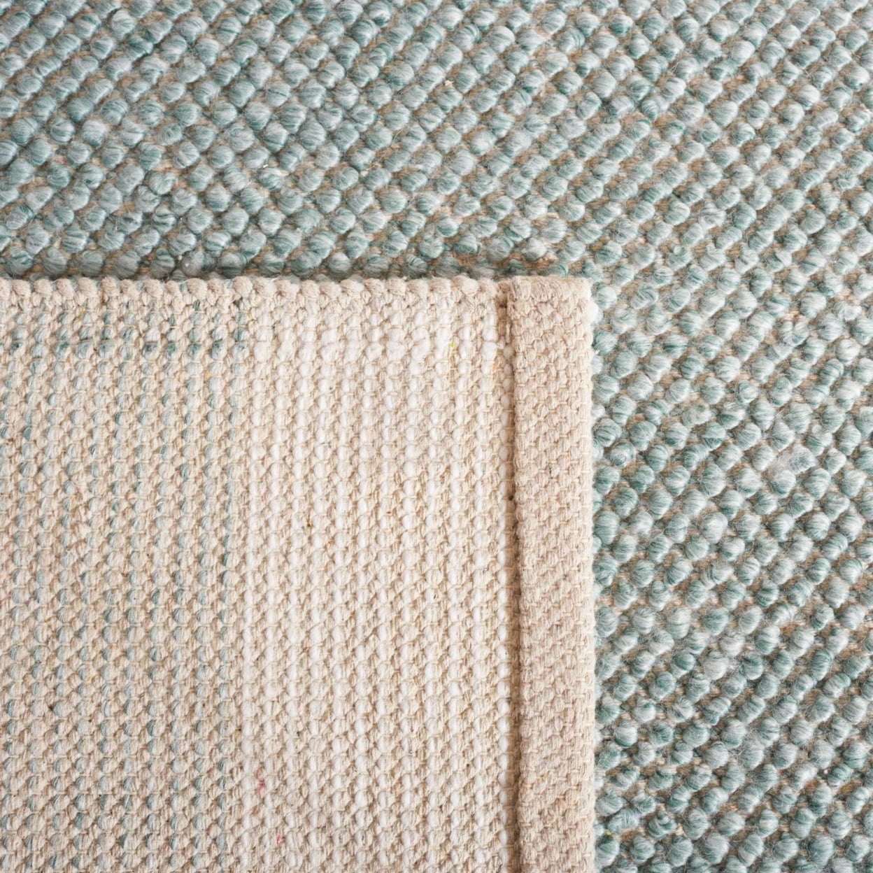SAFAVIEH Natura Marina Striped Wool Area Rug, Turquoise/Ivory, 3' x 5'