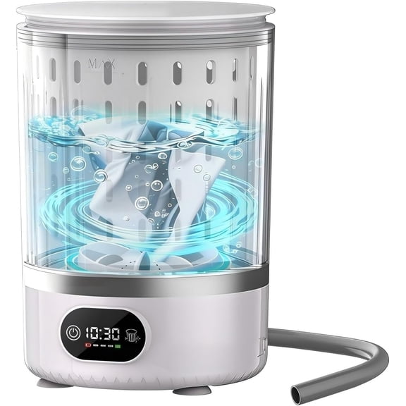 Fykuq Fykuq 3L 3-in-1 Portable Mini Washer with Spin Dry & Auto Drain for Dorm Home Travel, White