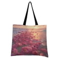 thumbnail image 4 of Canvas Tote Bag for Women Girls Design Print Pink Flowers on Beach Sunset Tote, 4 of 8