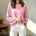 thumbnail image 6 of Edvintorg Womens Sweater Long Sleeve Loose Knit Sweaters Crew Neck Casual Pullover Top Plus Size Fashion Clothing Pink XXXL, 6 of 7