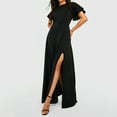 thumbnail image 5 of Oplxuo Women's High Slit Neck Formal Evening Maxi Dress Elegant Flutter Sleeve Long Party Cocktail Wedding Guest Dresses, 5 of 6