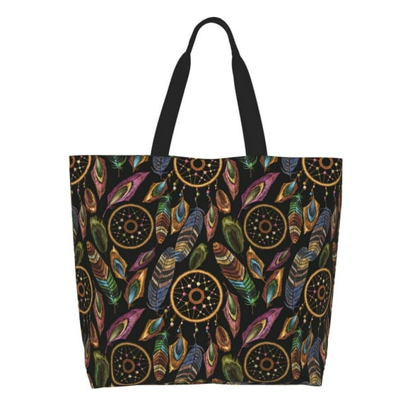 Easygdp Decorative Feathers Bolsas Tote para Mujer, Bolsos de Hombro para Viaje, Bolsos de Mano de Gran Capacidad para Compras y Trabajo