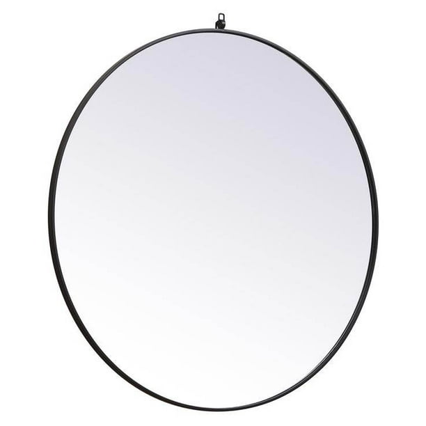 Round Mirror With Decorative Hook, Round Mirror With Thin Black Frame