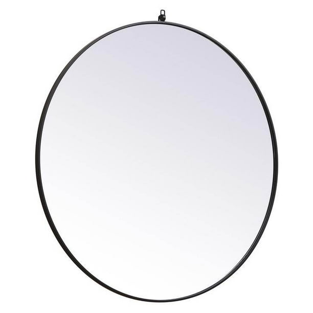 45 In Round Mirror With Decorative Hook Black Finish Com Round Mirror With Decorative Hook, Round Mirror With Thin Black Frame